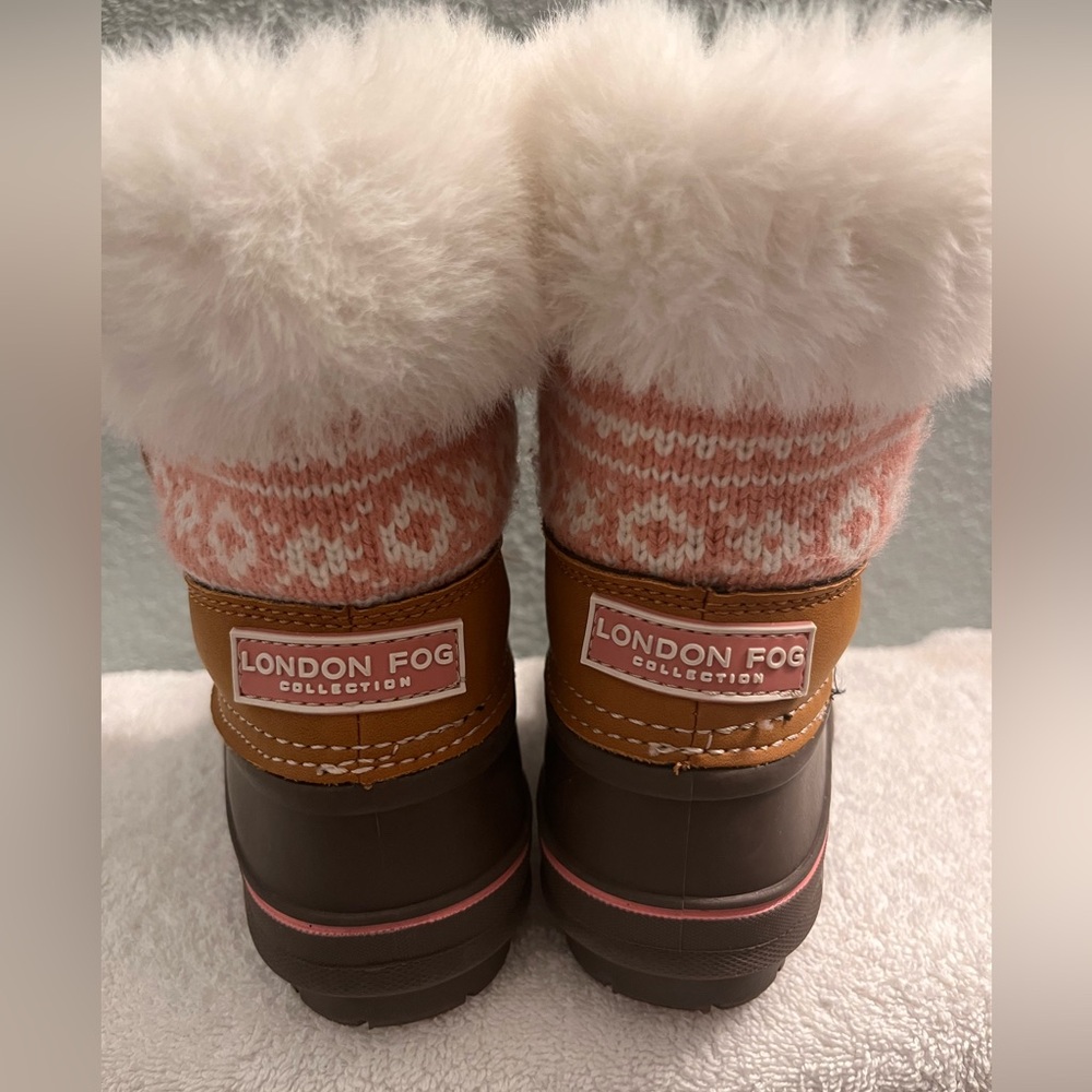 LONDON FOG LIKE NEW Brown and White Fur-Lined Winter Boots - Picture 7 of 11